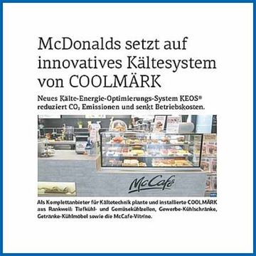 McDonalds setzt auf innovatives Kältesystem von COOLMÄRK