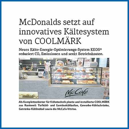 McDonalds setzt auf innovatives Kältesystem von COOLMÄRK