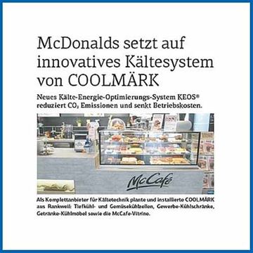 McDonalds setzt auf innovatives Kältesystem von COOLMÄRK